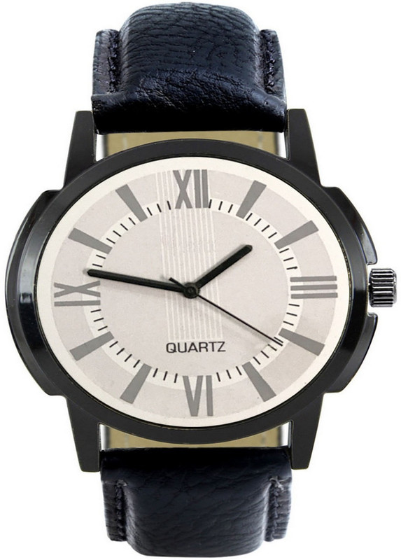 radheex 418-HO plan white dial leather black strap amazing analog mens and boys Analog Watch  - For Men