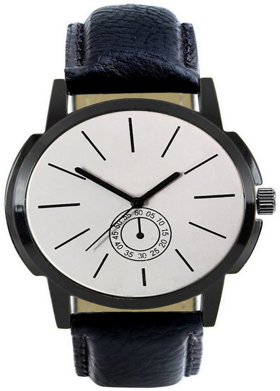 radheex 408-HO plan white dial leather black strap amazing analog mens and boys Analog Watch  - For Men