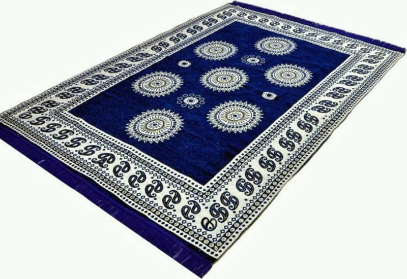 g decor Blue Chenille Carpet(153 cm  X 214 cm)