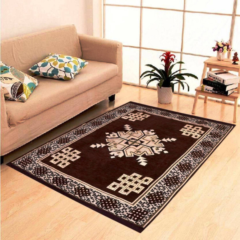 g decor Brown Chenille Carpet(153 cm  X 214 cm)