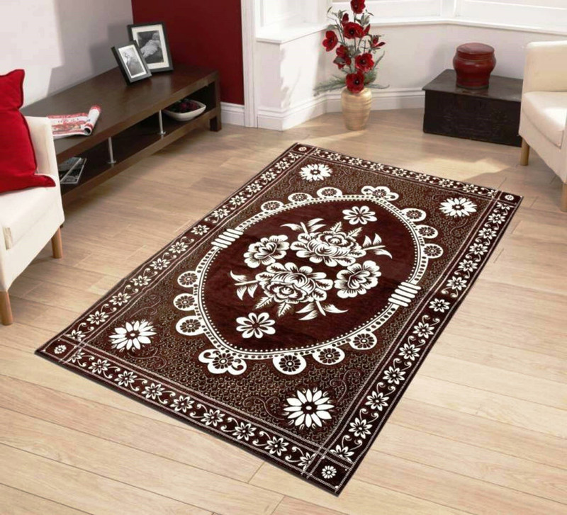 g decor Brown Chenille Carpet(153 cm  X 214 cm)