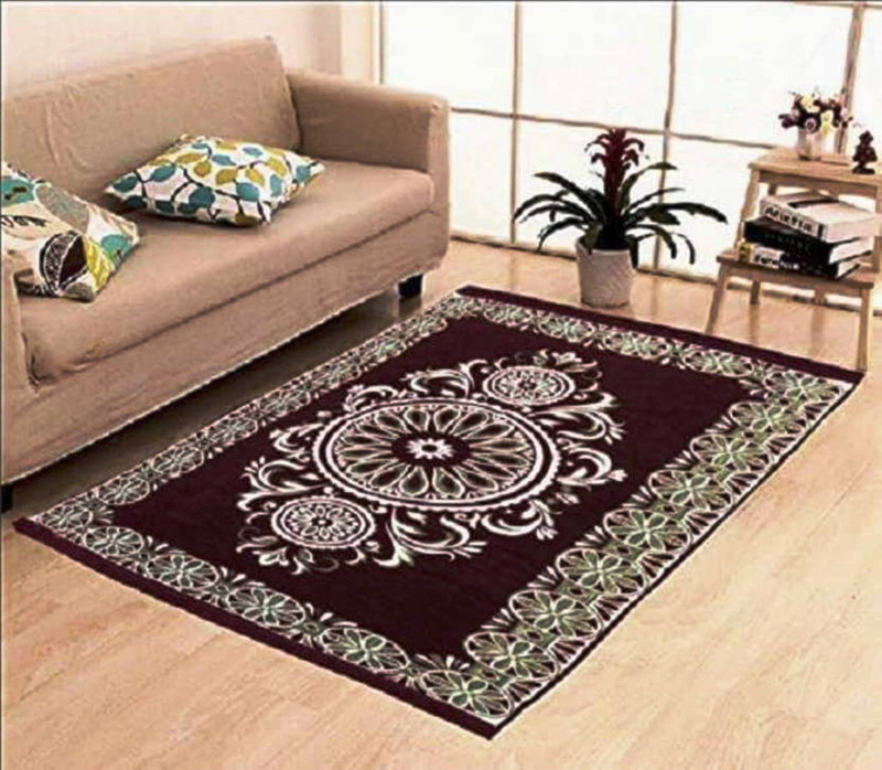 g decor Brown Chenille Carpet(153 cm  X 214 cm)