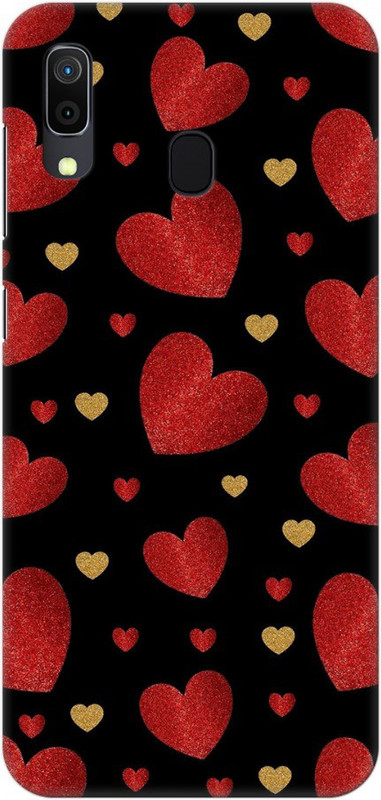 COBIERTAS Back Cover for Samsung Galaxy A30(Multicolor Glitter Heart Grunge Design Designer Print Printed Design, Hard Case)