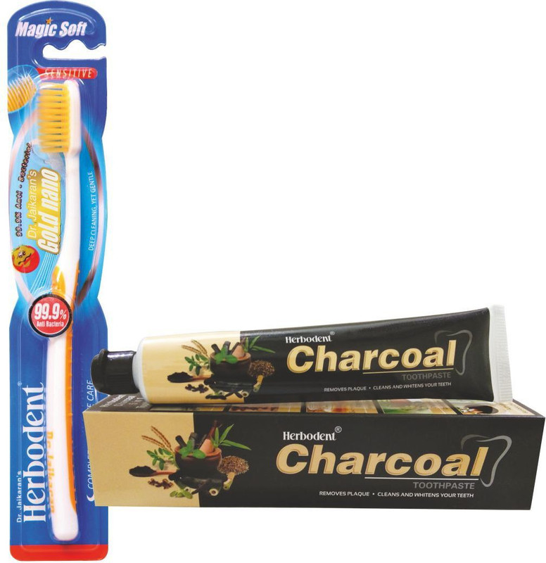 Herbodent Charcoal Toothpaste100gm With Charcoal Magic Soft Brush(2 Items in the set)