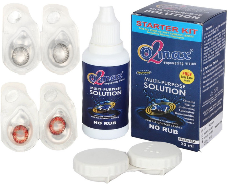 o2max Color contact lens - Zero (Plano) power (2 pairs pack) Weekly(0, Colored Contact Lenses, Pack of 2)