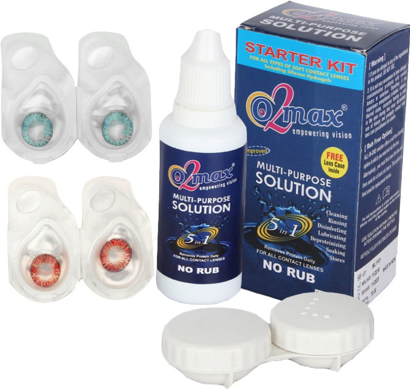 o2max Color contact lens - Zero (Plano) power (2 pairs pack) Weekly(0, Colored Contact Lenses, Pack of 2)