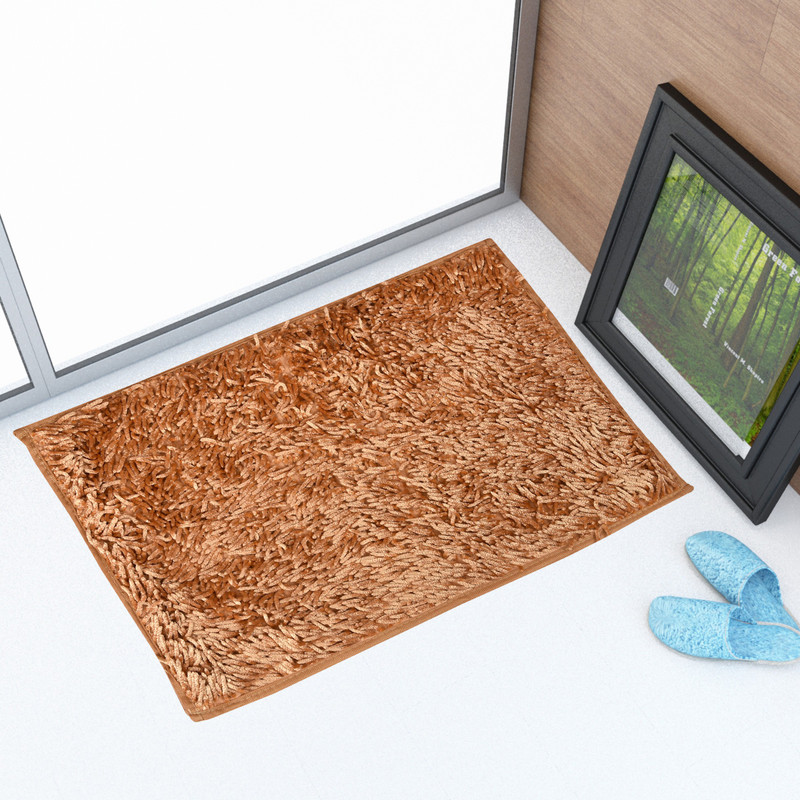 sheen decor Velvet Bathroom Mat(Gold, Medium)