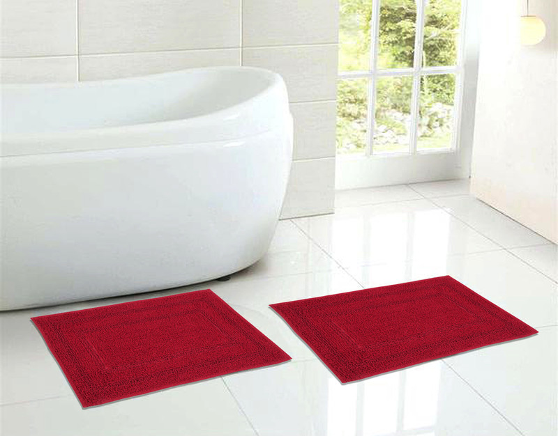 sheen decor Cotton Bathroom Mat(Red, Medium)