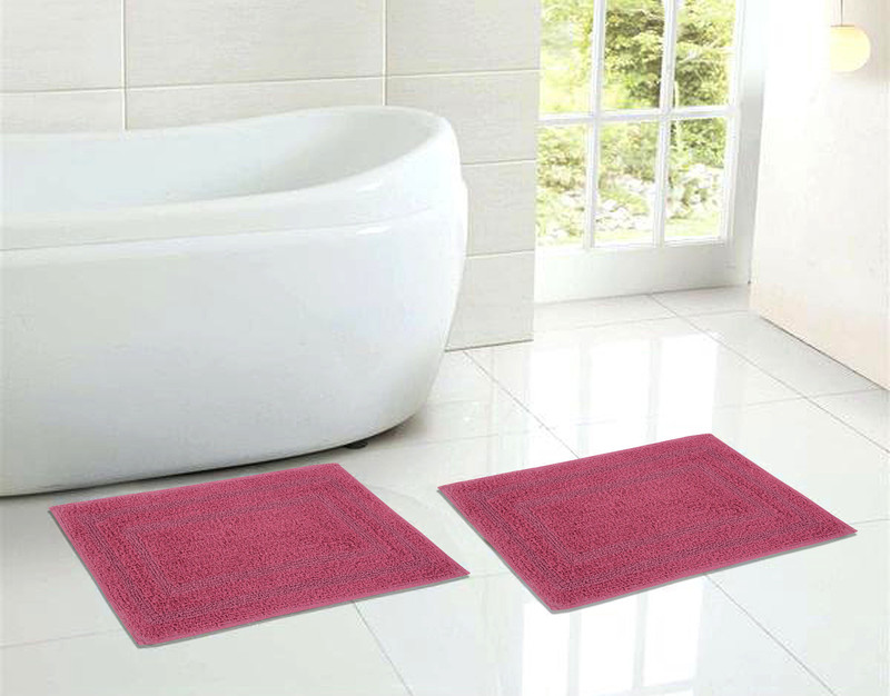 sheen decor Cotton Bathroom Mat(Pink, Medium)