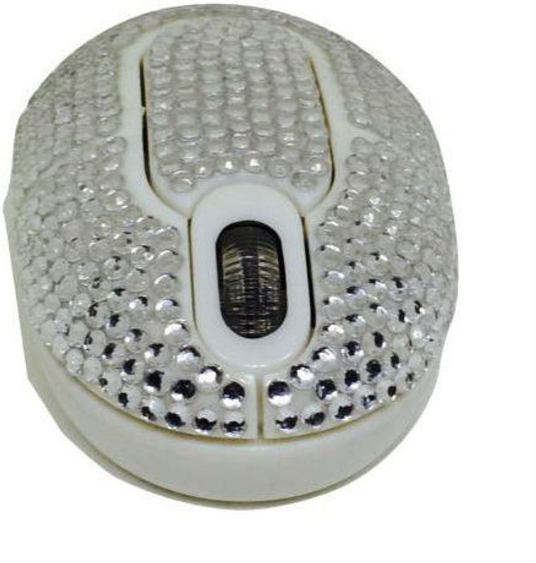 zahuu White Crystal Rhinestone Wireless Optical Mouse Wireless Optical Mouse(2.4GHz Wireless, White)