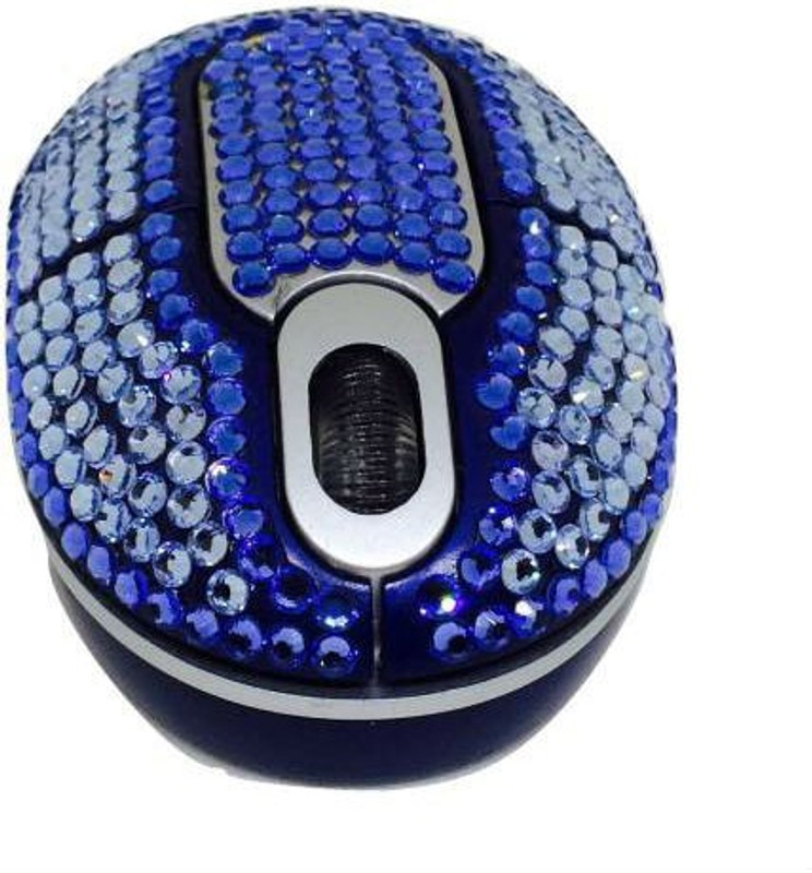 zahuu Blue Crystal Rhinestone Wireless Optical Mouse Wireless Optical Mouse(2.4GHz Wireless, Blue)
