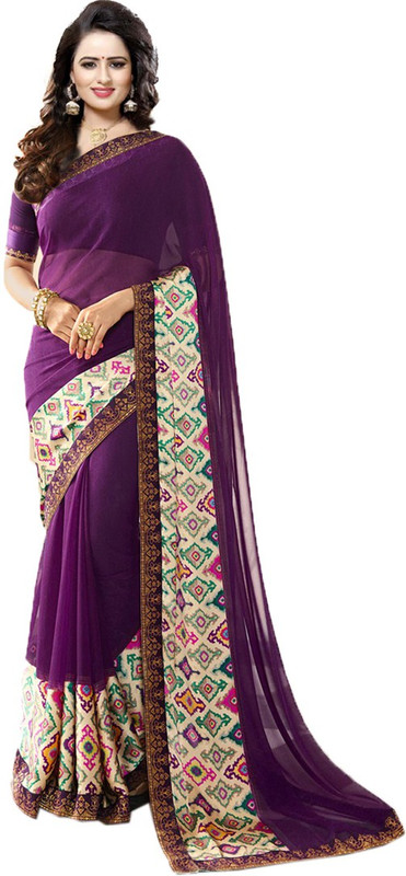ficshop Printed Daily Wear Georgette Saree(Pink)