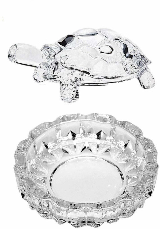 black paper Crystal Tortoise Decorative Showpiece  -  11 cm(Crystal, White)