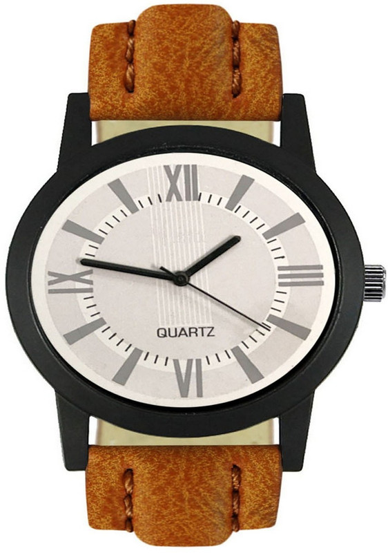 radheex 422-HO plan white dial leather brown strap amazing analog mens Analog Watch  - For Men