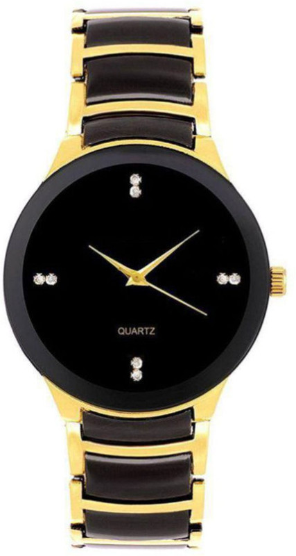 watchsales Black Steel Dial Black Gold Band Attractive Analo Analog Watch  - For Men