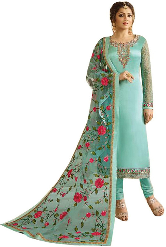 Buy Febadditions Nylon Net Embroidered Self Design Solid Kurta Churidar Material Semi Stitched Online at desertcartCyprus