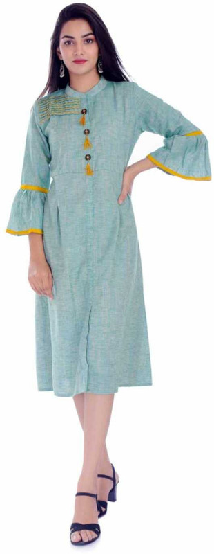 kala decors Casual Self Design Women Kurti(Light Green)