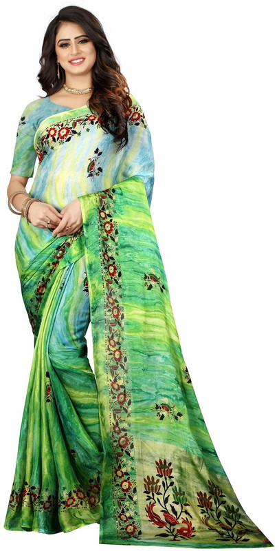 shoppershopee Embroidered Bollywood Pure Silk, Poly Crepe Saree(Green)