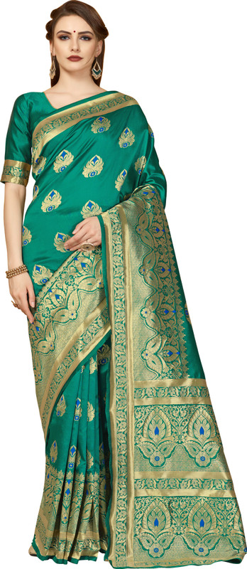 vahni Woven Fashion Raw Silk Saree(Multicolor)
