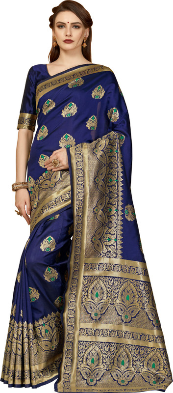 vahni Woven Fashion Raw Silk Saree(Multicolor)