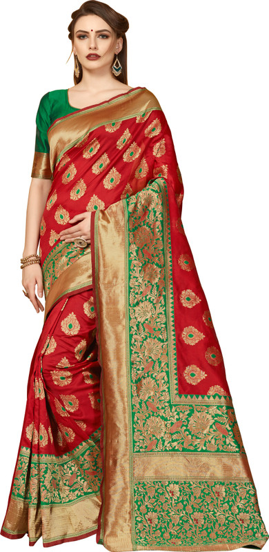 vahni Woven Fashion Raw Silk Saree(Multicolor)
