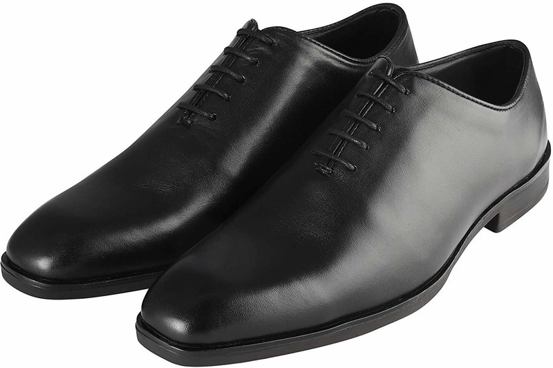 salire Genuine Leather Casual/Business/Formal Shoes Lace Up For Men(Black)