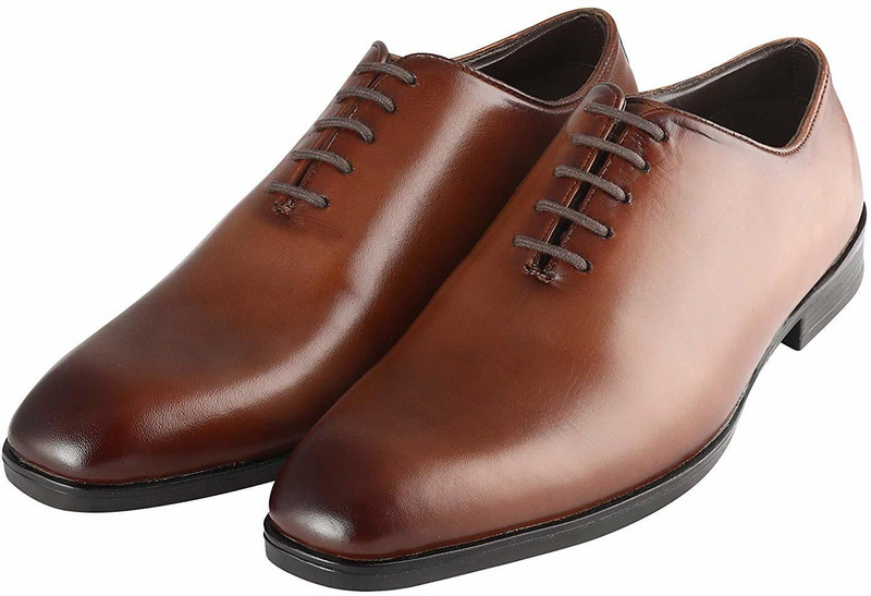 salire Genuine Leather Casual/Business/Formal Shoes Lace Up For Men(Brown)