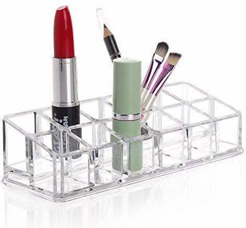n v p Multi Grid Acrylic Makeup Organiser Transparent Plastic Makeup Cosmetic Makeup, Vanity Box(Transparent)