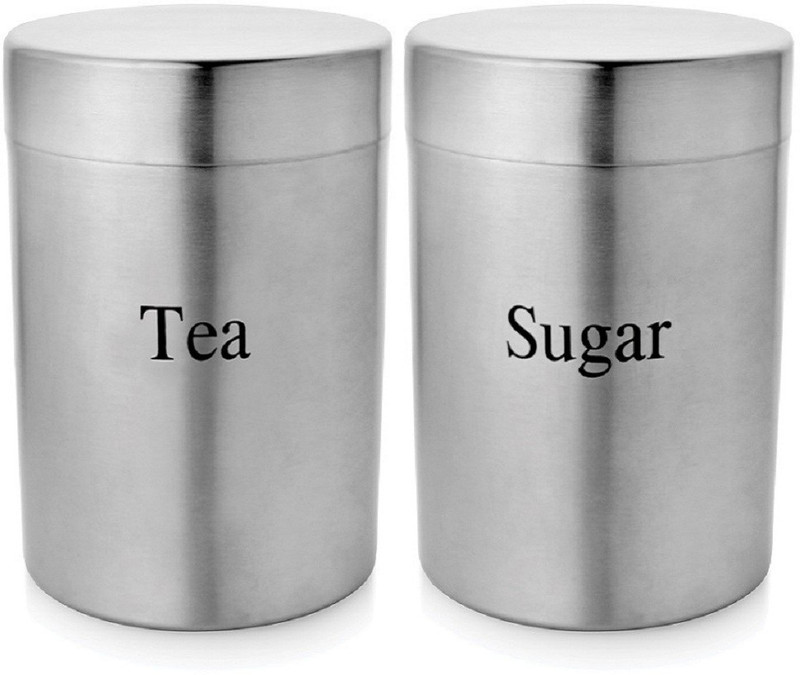 vinayak Store & stack Canister set of 2 pcs  - 1580 ml Steel Tea Coffee & Sugar Container(Pack of 2, Silver)