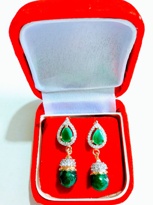 suraj GREEN FANCY EARRING Diamond Brass, Metal, Alloy Hoop Earring, Earring Set