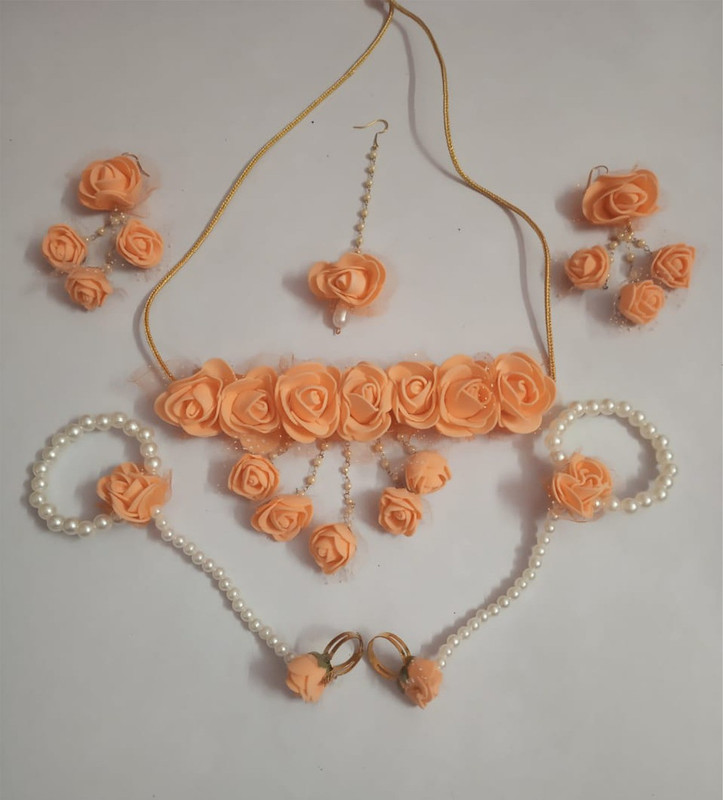 paribhasha Fabric Jewel Set(Orange)