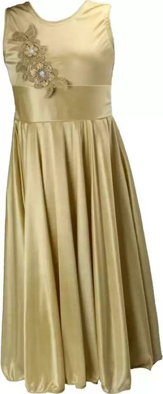 haxilon Girls Maxi/Full Length Party Dress(Beige, Sleeveless)