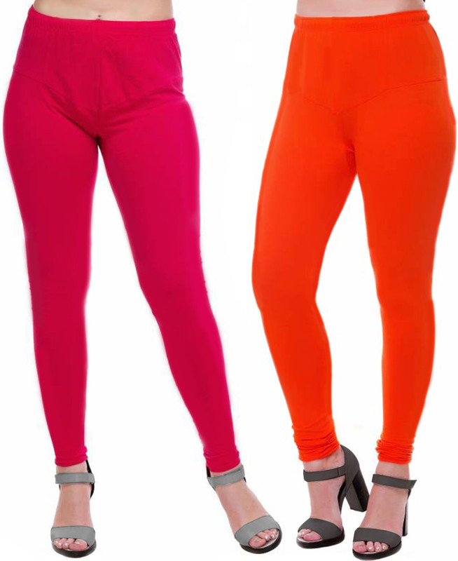 stylines Churidar  Legging(Orange, Pink, Solid)