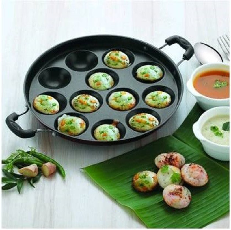 spyker FINEST APPAM PATRA Paddu Maker Ponganalu Maker kuzhi paniyaram Maker pan Paniyarakkal with Lid (Aluminium, Non-stick) Paniyarakkal with Lid(Aluminium, Non-stick)