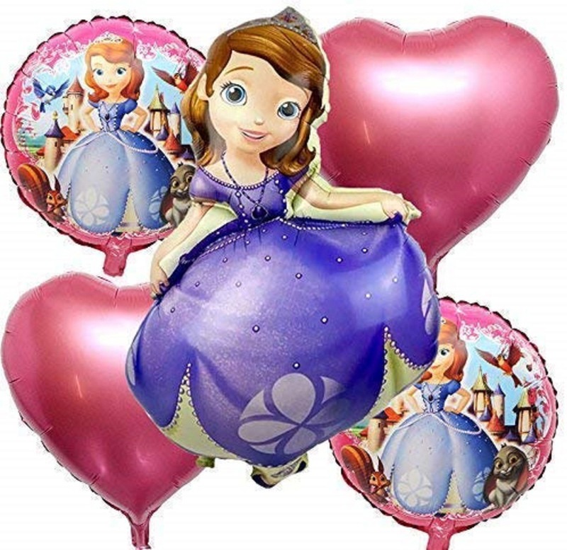 aark planet Printed Printed Purple Princess Sofia Party Foil Balloon Set Balloon Bouquet(Multicolor, Pack of 5)