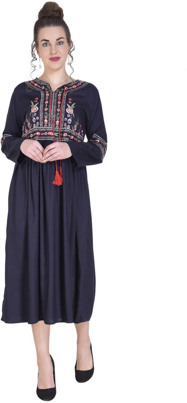 pkyenterprises Women Gathered Blue Dress