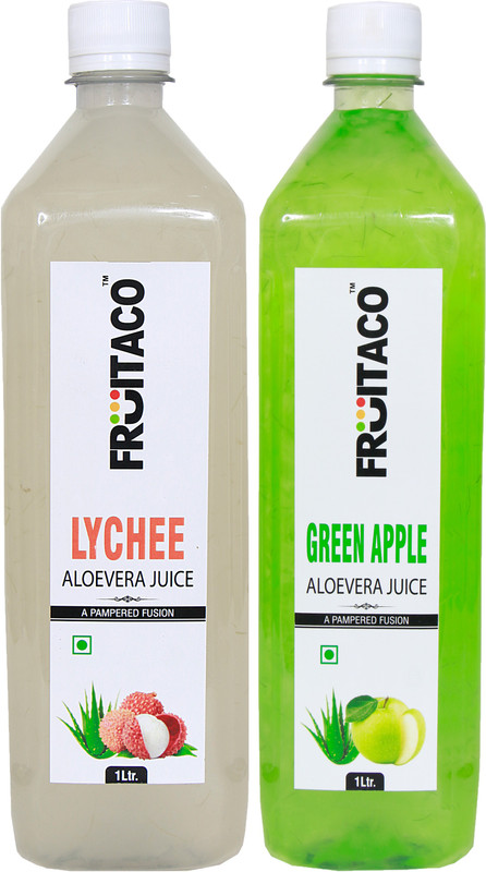 fruitaco Litchi Green Apple Aloevera Juice Pack of 2(2 L)