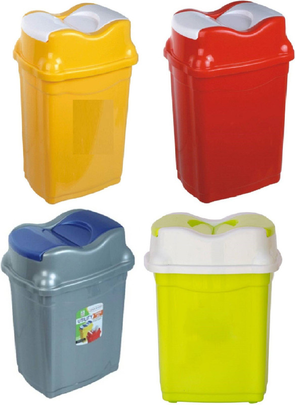 shopmart NEW UTILITY SWING BUCKETS 16 LTR DUSTBIN ( 4 pcs 1 set) COMBO Plastic Dustbin(Multicolor, Pack of 4)
