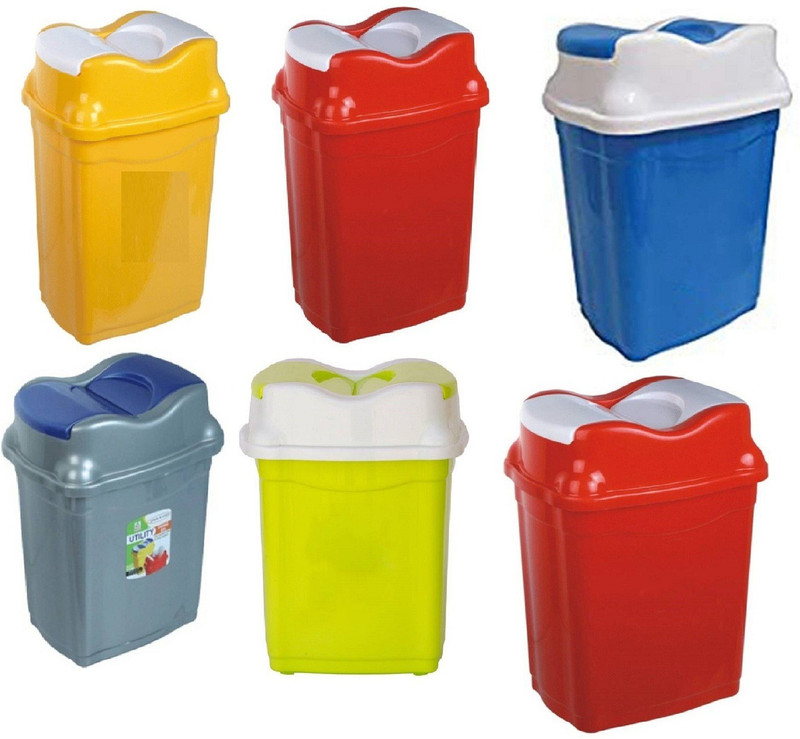 shopmart NEW UTILITY SWING BUCKETS 16 LTR DUSTBIN ( 6 pcs 1 set) Plastic Dustbin(Multicolor, Pack of 6)