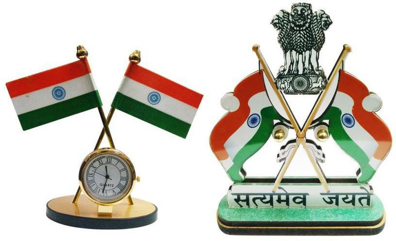 new lucky indian flag Rectangle Car Dashboard Flag Flag(Cotton, Plastic)