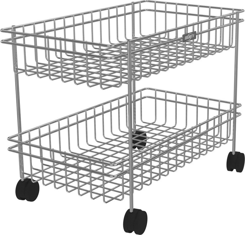 DIGNITY Stainless Steel 2-Layer Kitchen Basket Rack | Multipurpose Fruit and Vegetable Storage Basket | Kitchen Utensils Organizer | Trolley Kitchen Stand with Rolling casters Steel Kitchen Trolley(Pre-assembled)