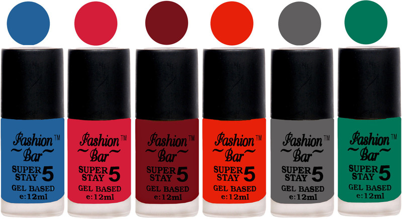 Fashion Bar Velvet Matte Gel Nail Polish Sky Blue,Pink,Red,Orange,Grey,Green Sky Blue,Pink,Red,Orange,Grey,Green(Pack of 6)