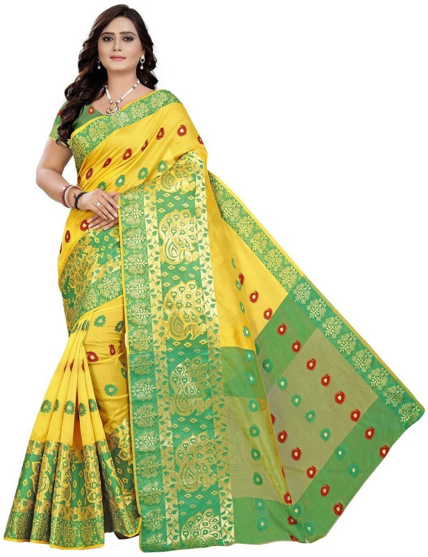 Life store mart Self Design Banarasi Silk Blend, Cotton Blend, Jacquard, Pure...
