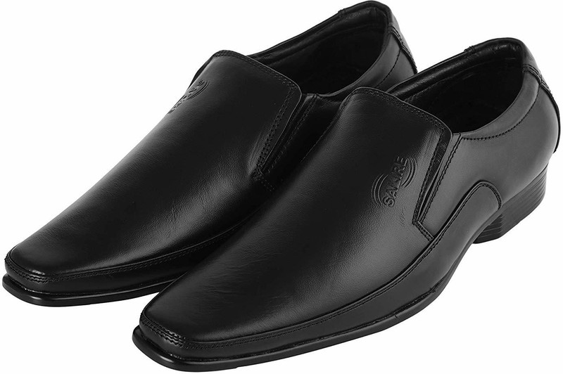 salire Leather Formal/Casual/Business Shoes with TPR Sole Black UK 6 Cap Toe Slip On For Men(Black)