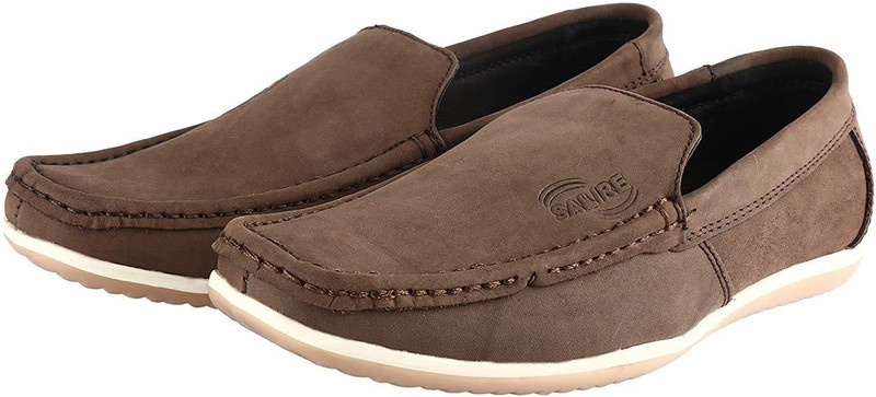 salire Nubuck Leather Casual/Formal/Business Loafers of TPR Sole and High Density Cushioning Insole in Brown Color UK 6 Casuals For Men(Brown)