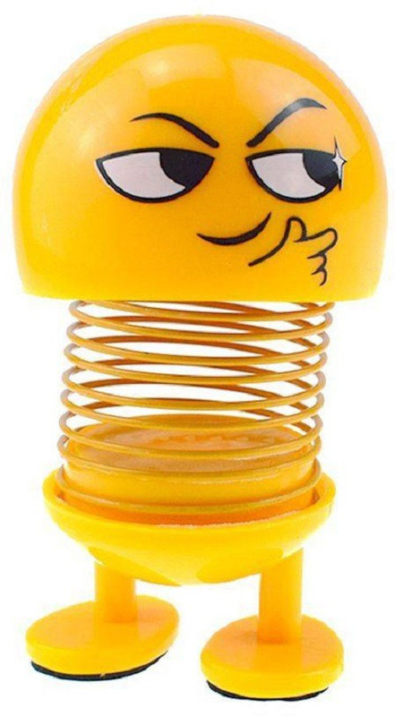 gcj Mood Changer Emoji Spring doll for cars & Office Decorative Showpiece  -  7 cm(Plastic, Yellow)
