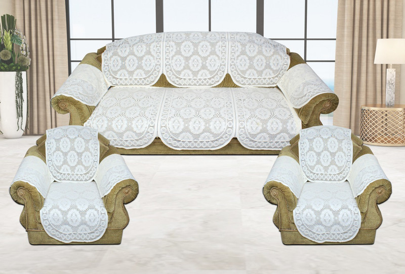 luxury crafts Polyester Sofa Cover(white Pack of 12)