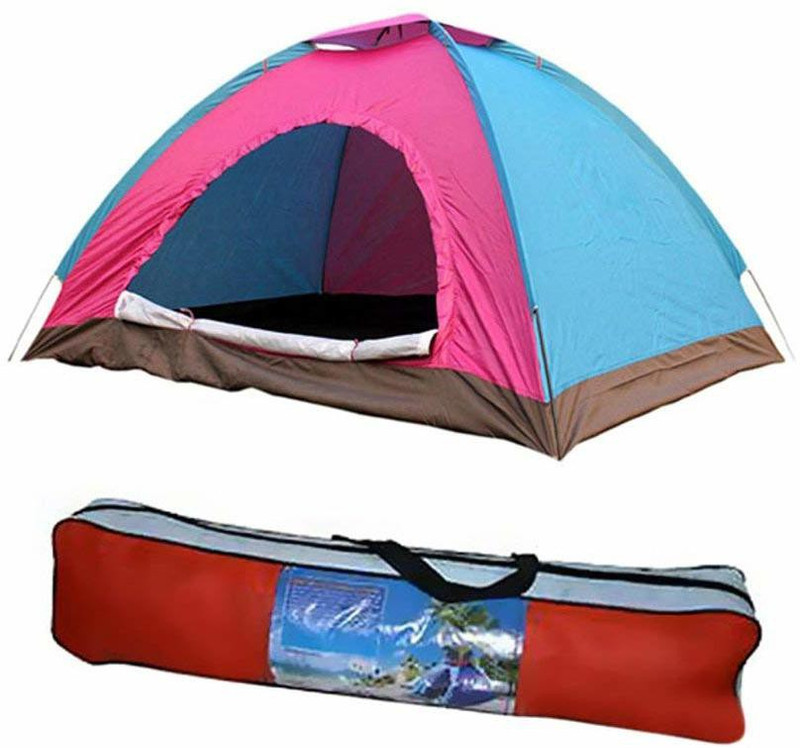 AMMEDARSHAN Waterproof Camping Tent for Outdoor and Camping Tent (4 Person) Tent - For 4 person(Blue, Pink)