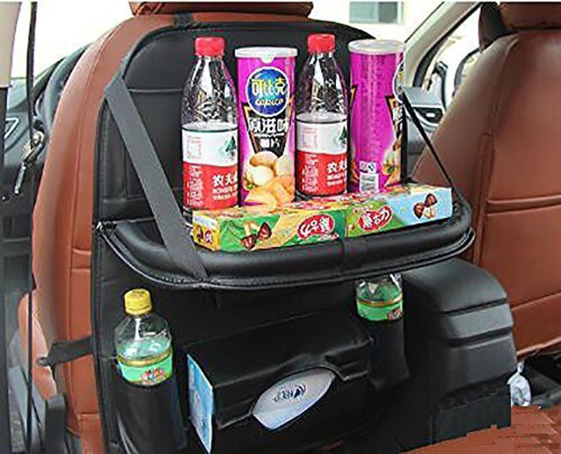 jstbuy Universal Car Back Seat Organizer with Foldable Food Table Car Multi Pocket(1 L)