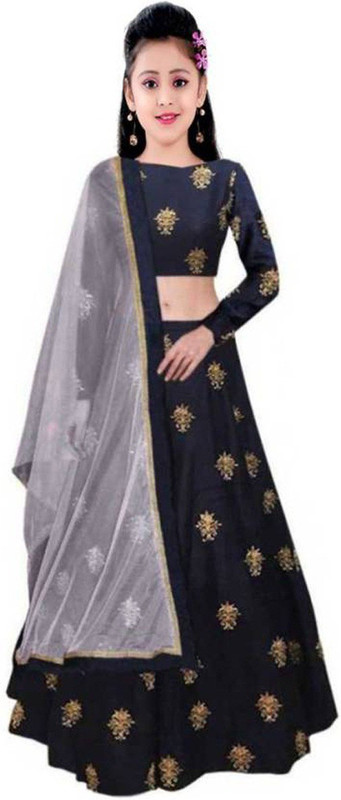 keyaan fashion Girls Lehenga Choli Ethnic Wear, Party Wear Embroidered Lehenga, Choli and Dupatta Set(Maroon, Pack of 3)